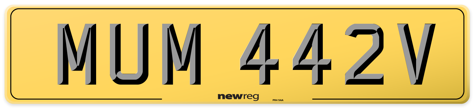 MUM 442V Rear Number Plate