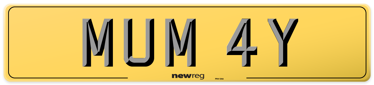 MUM 4Y Rear Number Plate