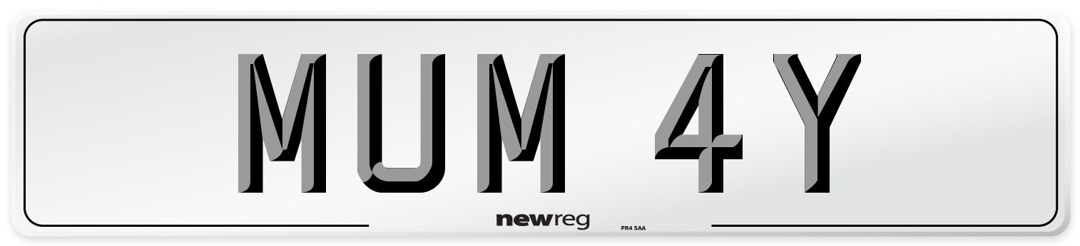MUM 4Y Front Number Plate