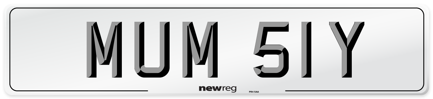 MUM 51Y Front Number Plate