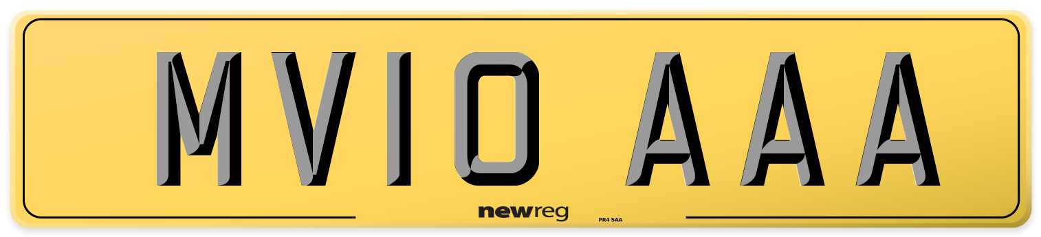 MV10 AAA Rear Number Plate