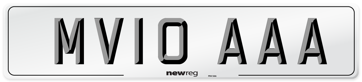 MV10 AAA Front Number Plate