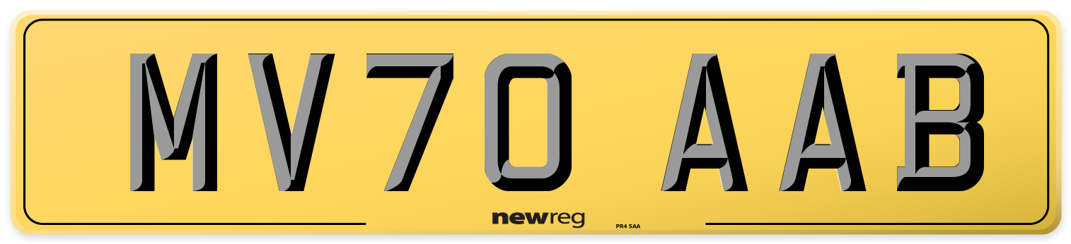 MV70 AAB Rear Number Plate