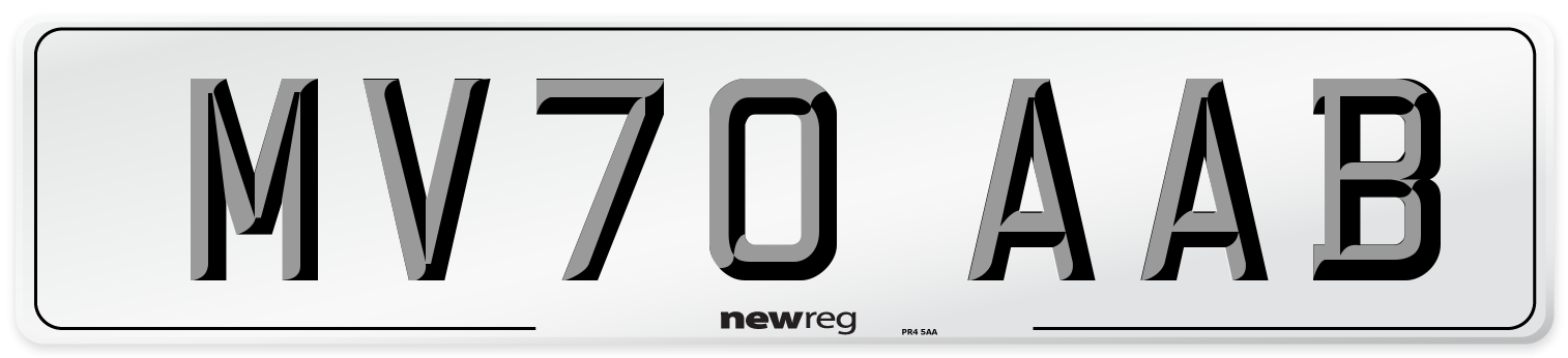 MV70 AAB Front Number Plate