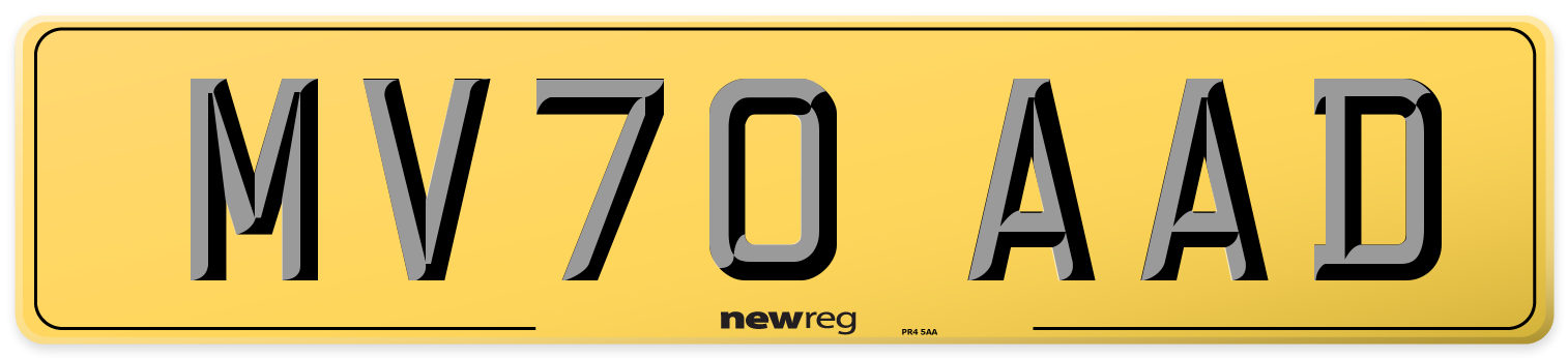 MV70 AAD Rear Number Plate