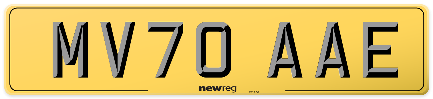 MV70 AAE Rear Number Plate