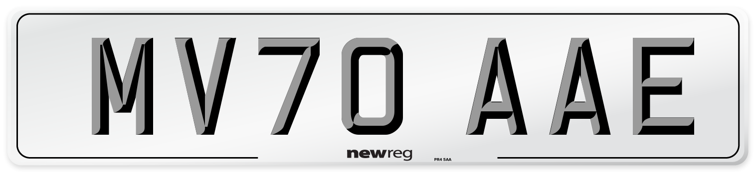 MV70 AAE Front Number Plate