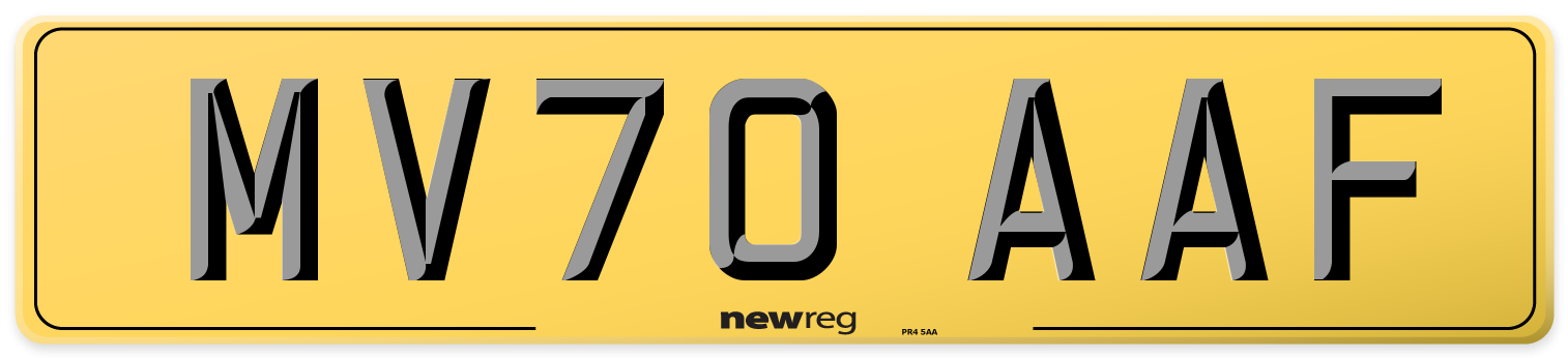 MV70 AAF Rear Number Plate