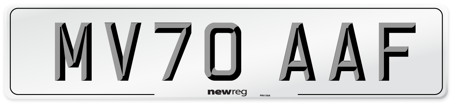 MV70 AAF Front Number Plate