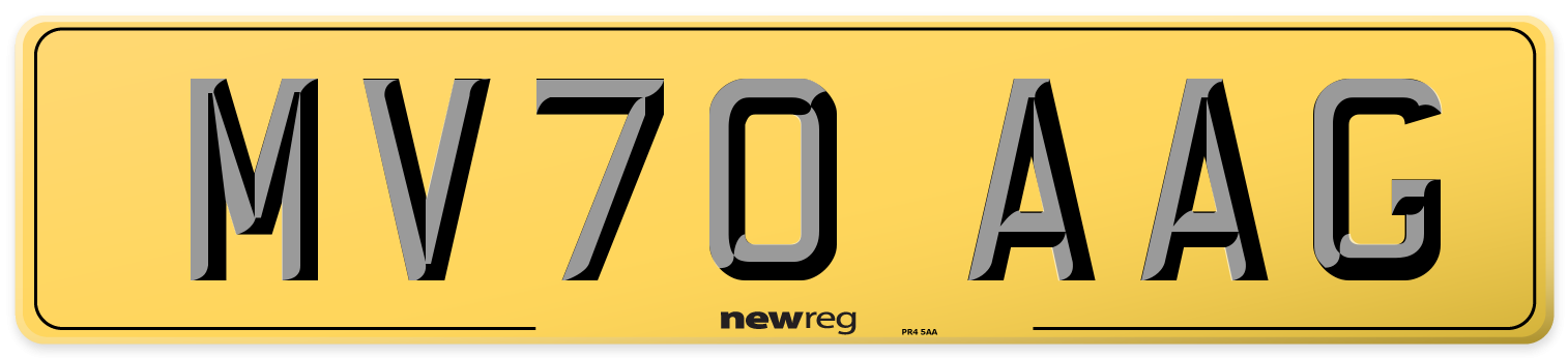 MV70 AAG Rear Number Plate