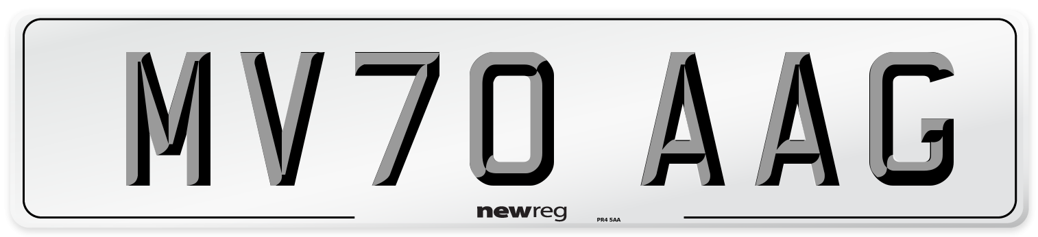 MV70 AAG Front Number Plate