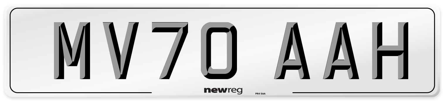 MV70 AAH Front Number Plate