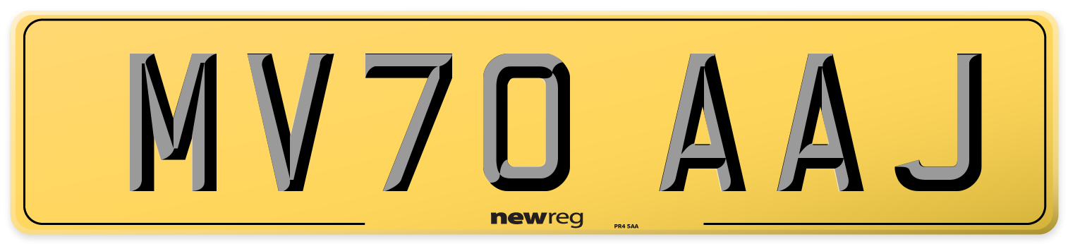 MV70 AAJ Rear Number Plate