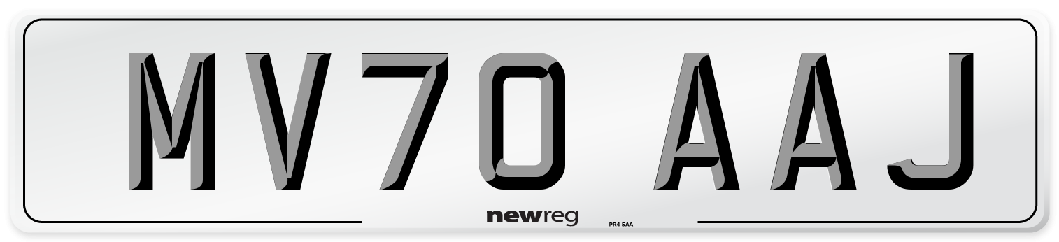 MV70 AAJ Front Number Plate
