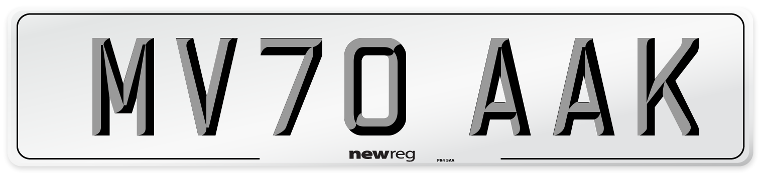 MV70 AAK Front Number Plate