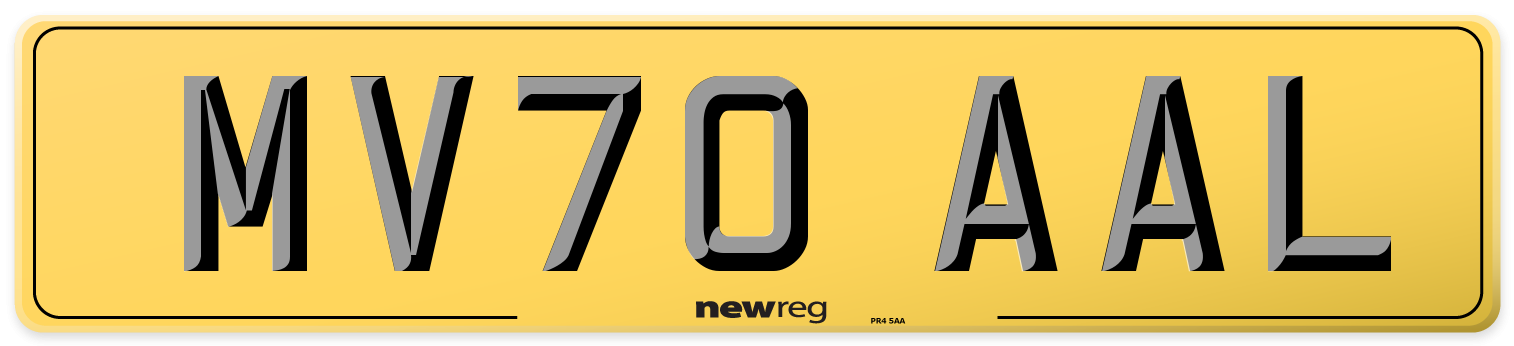 MV70 AAL Rear Number Plate