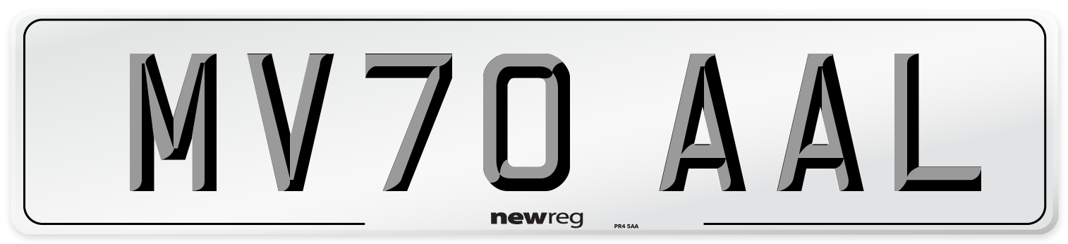 MV70 AAL Front Number Plate