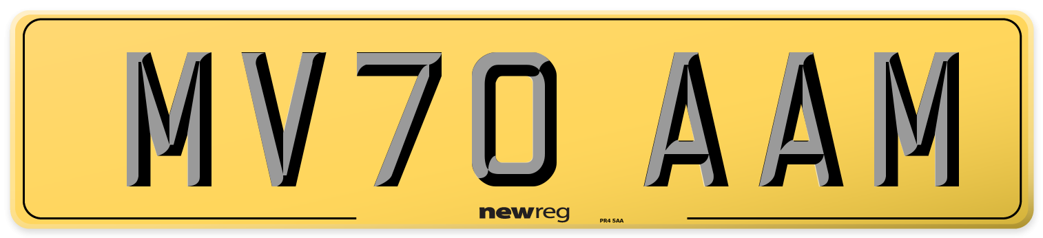 MV70 AAM Rear Number Plate