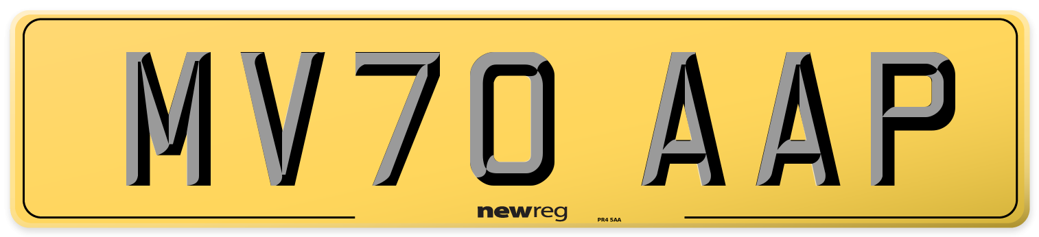 MV70 AAP Rear Number Plate