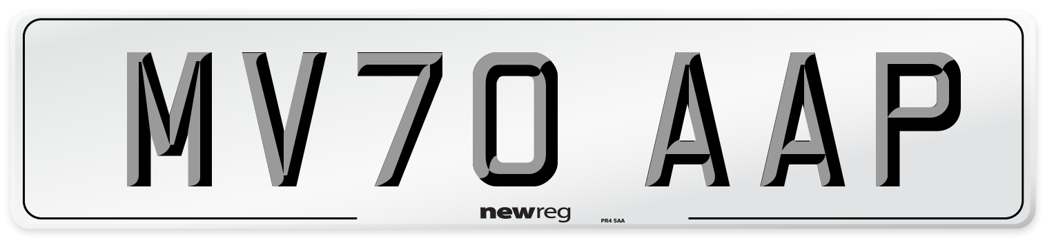 MV70 AAP Front Number Plate