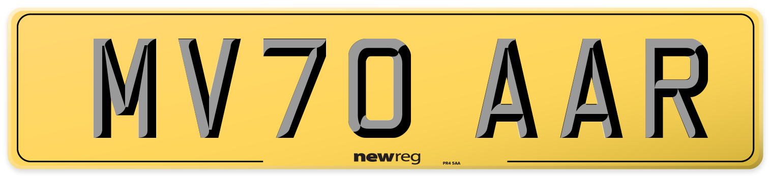 MV70 AAR Rear Number Plate