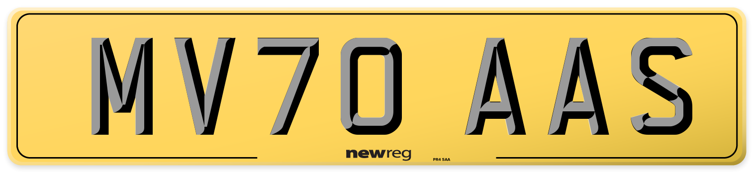 MV70 AAS Rear Number Plate