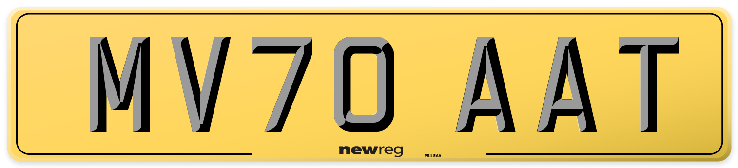 MV70 AAT Rear Number Plate