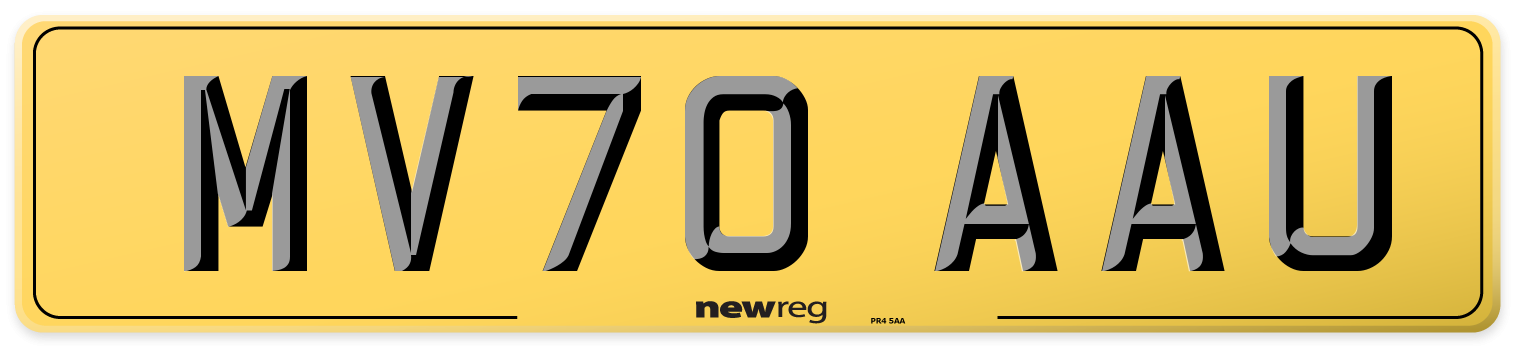 MV70 AAU Rear Number Plate