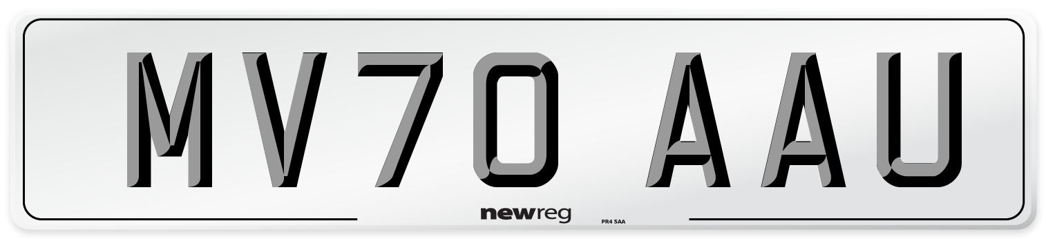 MV70 AAU Front Number Plate