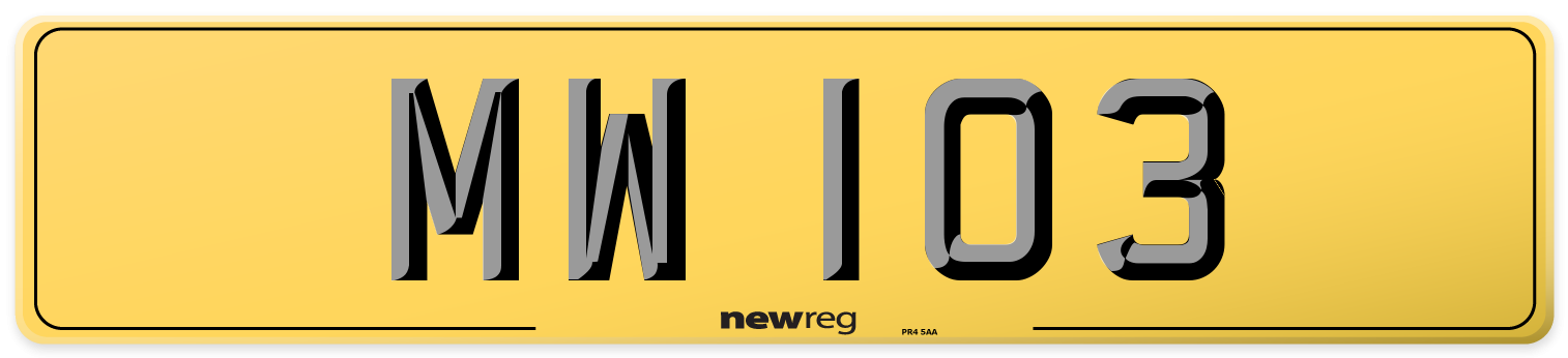 MW 103 Rear Number Plate