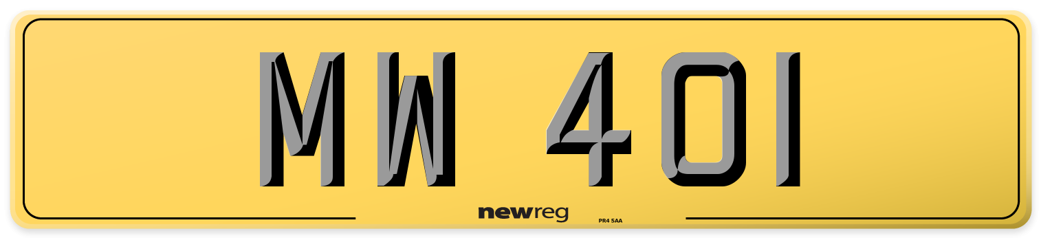MW 401 Rear Number Plate