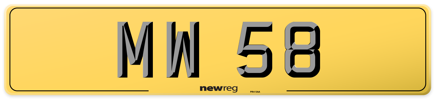 MW 58 Rear Number Plate