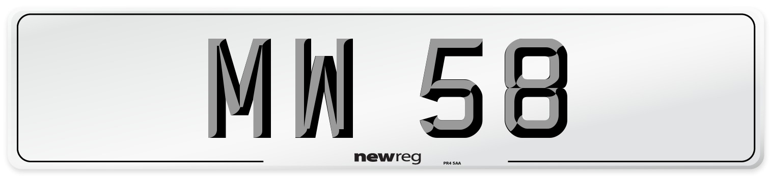 MW 58 Front Number Plate
