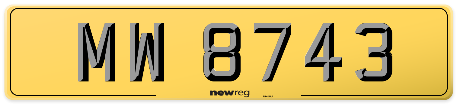 MW 8743 Rear Number Plate