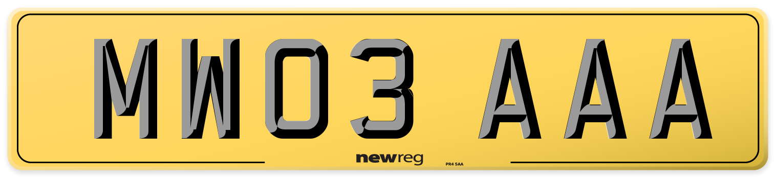 MW03 AAA Rear Number Plate