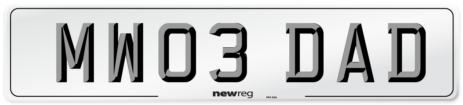 MW03 DAD Front Number Plate