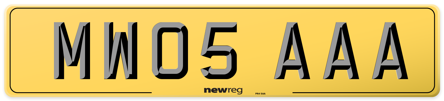 MW05 AAA Rear Number Plate
