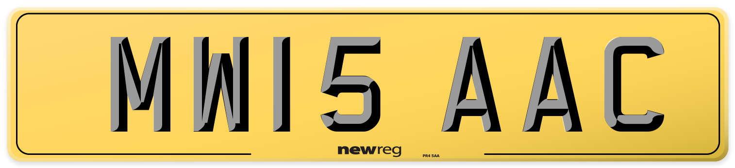 MW15 AAC Rear Number Plate