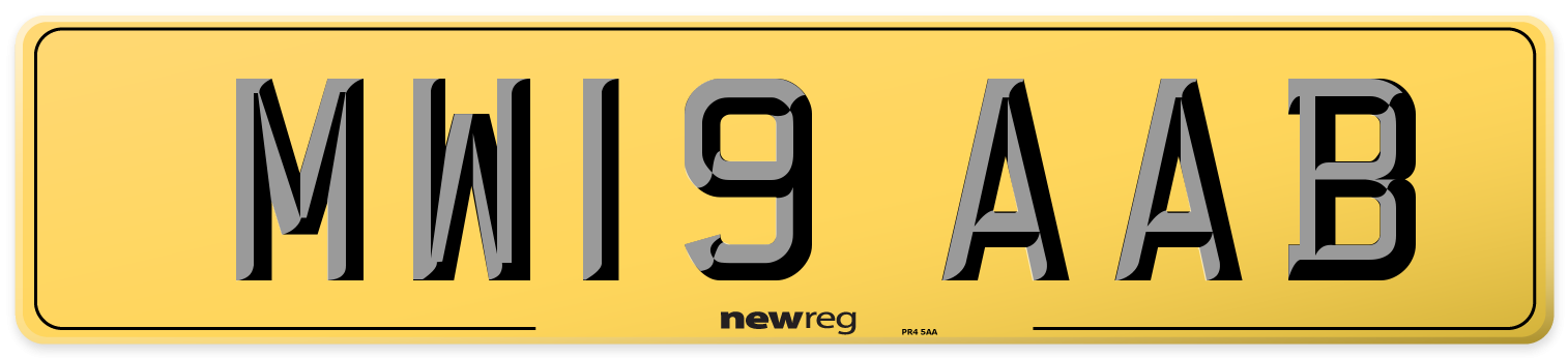 MW19 AAB Rear Number Plate
