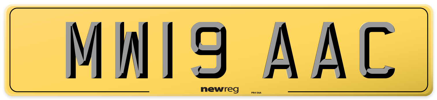 MW19 AAC Rear Number Plate