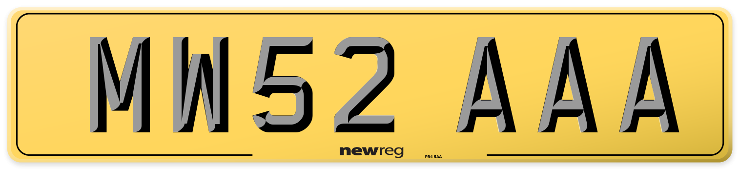 MW52 AAA Rear Number Plate