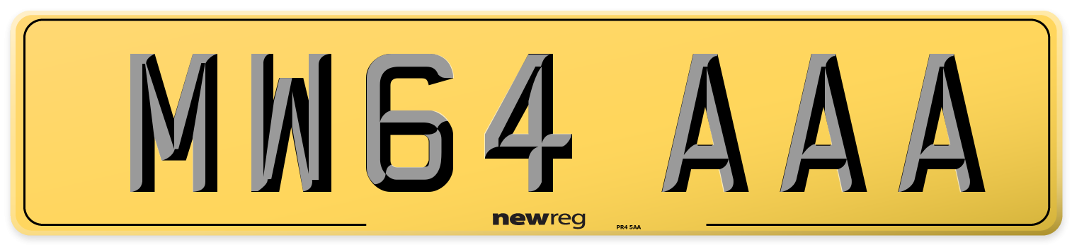 MW64 AAA Rear Number Plate