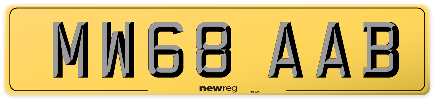MW68 AAB Rear Number Plate