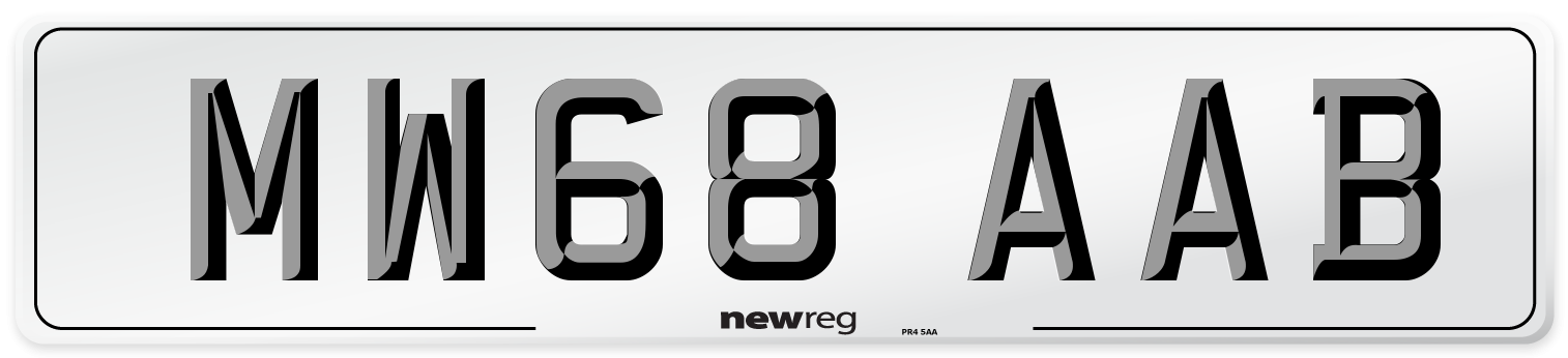 MW68 AAB Front Number Plate