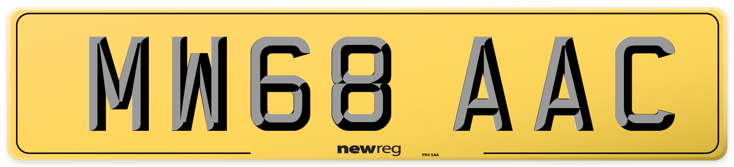 MW68 AAC Rear Number Plate