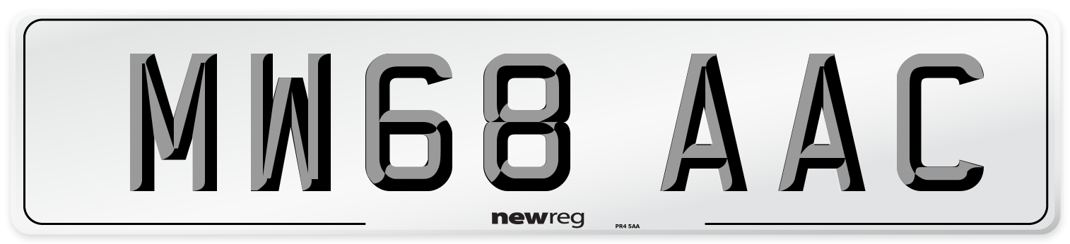 MW68 AAC Front Number Plate