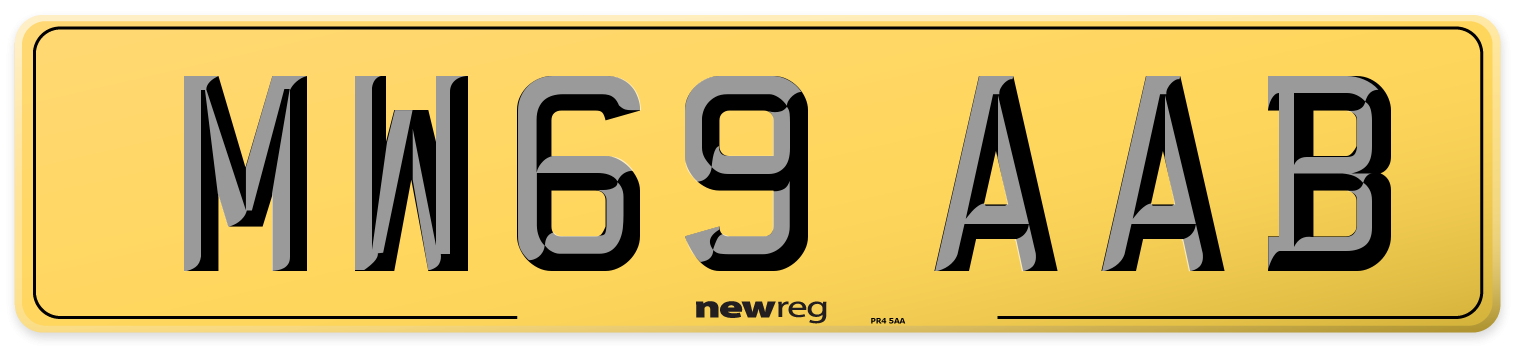 MW69 AAB Rear Number Plate