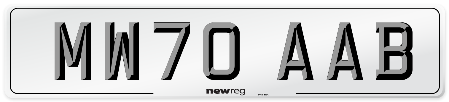 MW70 AAB Front Number Plate