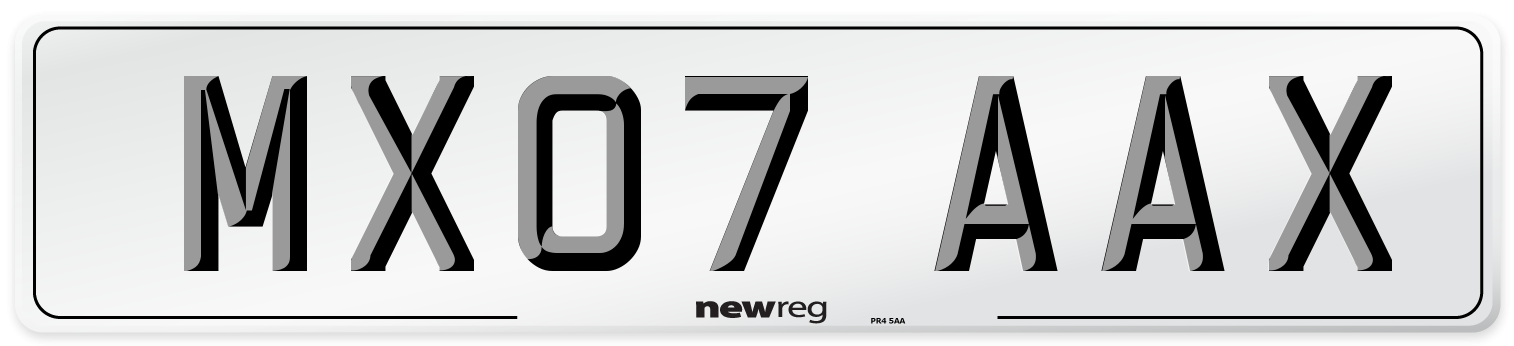MX07 AAX Front Number Plate