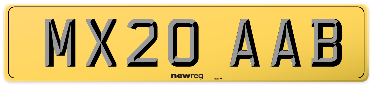 MX20 AAB Rear Number Plate